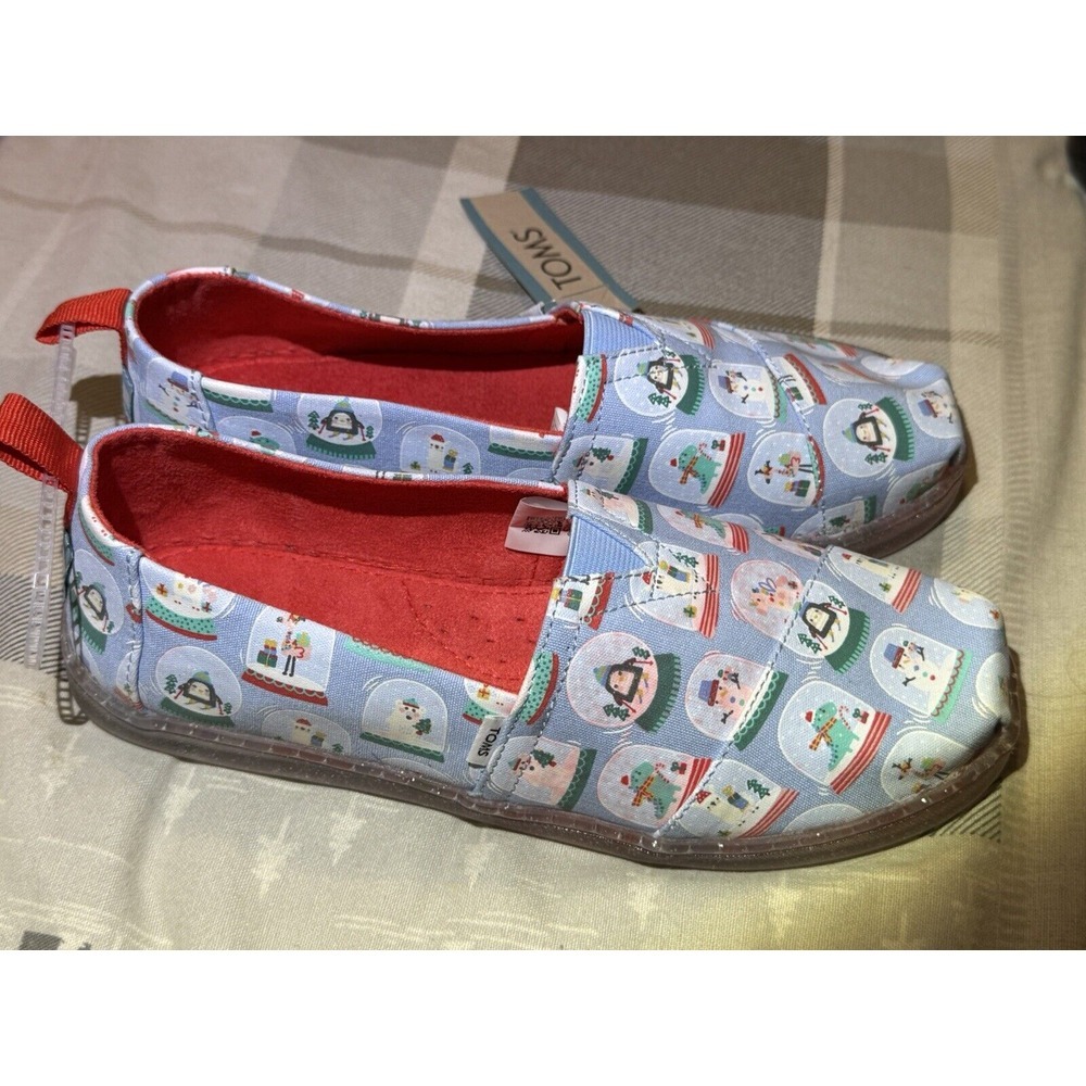 TOMS Alpargata Holiday Slip On Flat Girls Pink Flats Casual - Picture 4 of 8